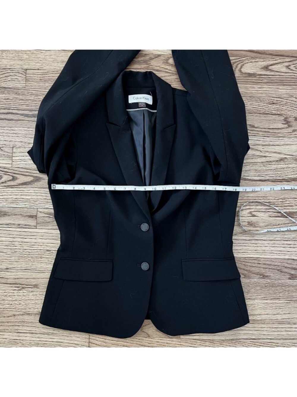 Calvin Klein Womens Blazer Notched 2 Button Black Sz 10 Classic Capsule Neutral - Picture 11 of 14